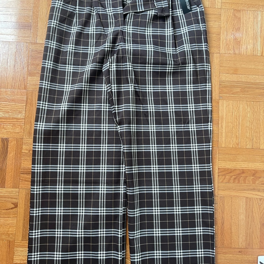 Plaid Pants in Brown and White
